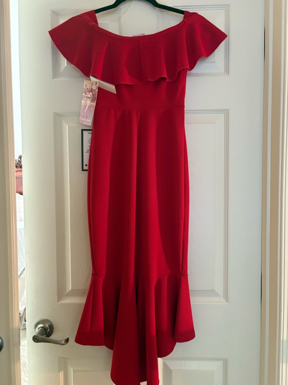 New Emerald Sundae Red Ruffle Hem Dress. Macys purchase.